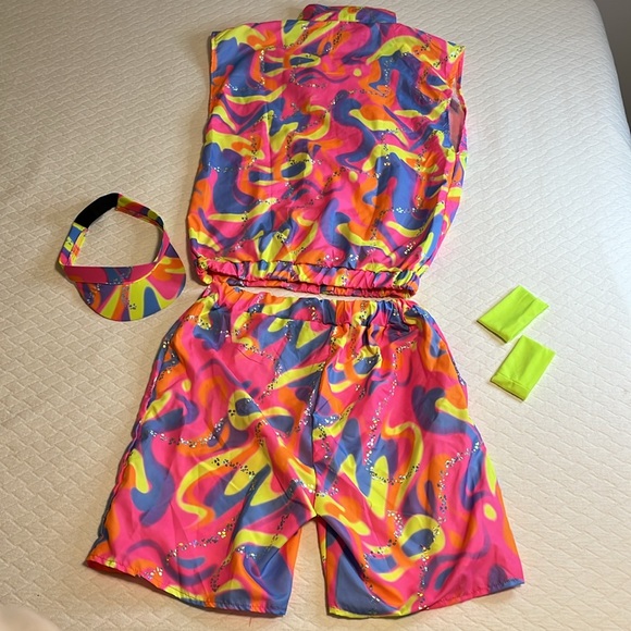 Barbie movie Skating Ken outfit with accessories, neon pink/yellow/blue adult S - Picture 7 of 8